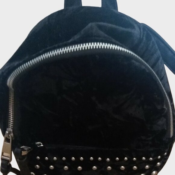 STEVE MADDEN GIRLS BLACK FAUX VELVET MINI STUDDED BACKPACK - Picture 6 of 14